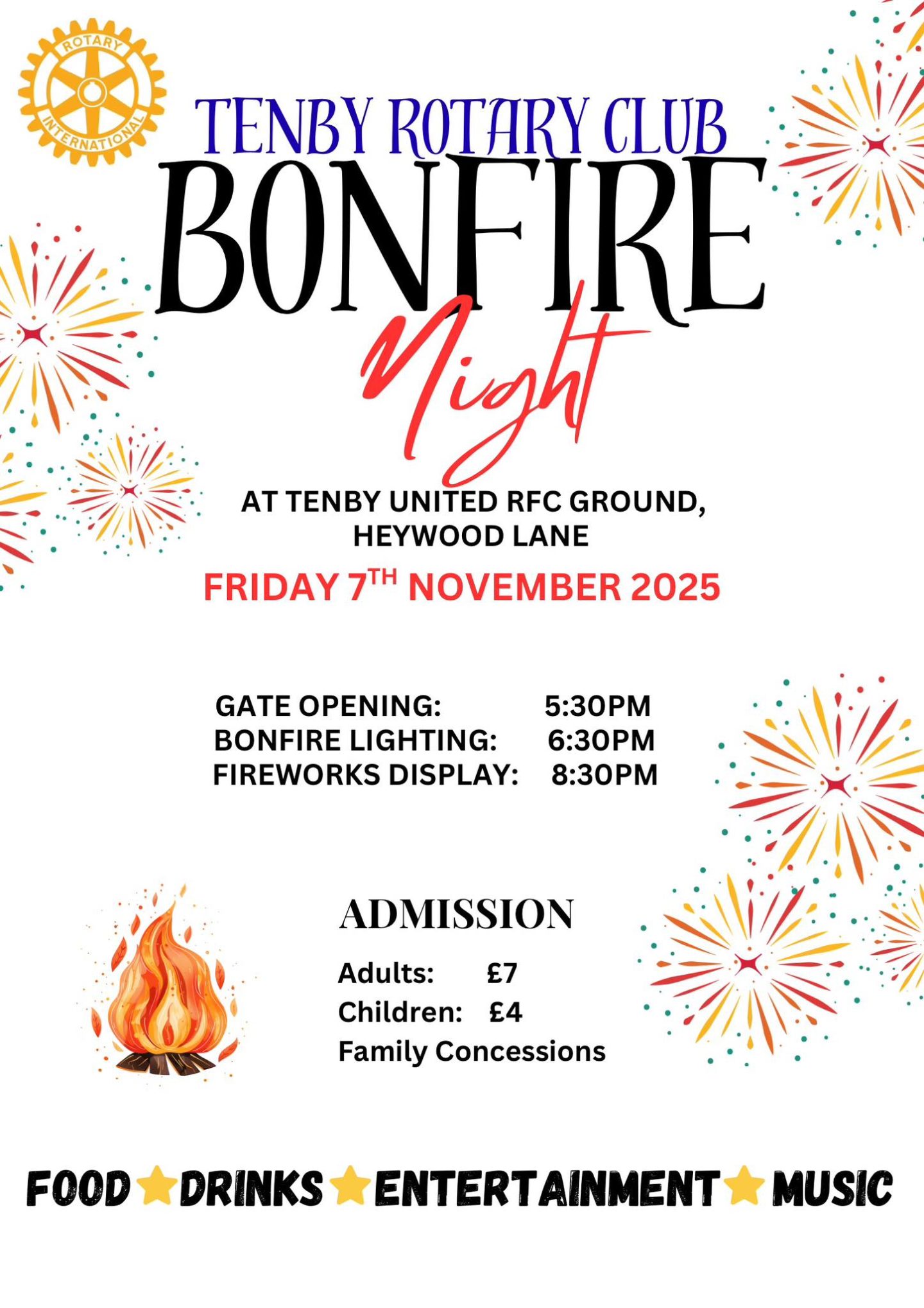 Tenby Rotary Club Bonfire Night 2025