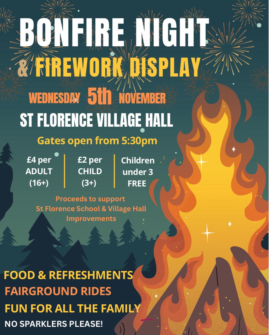 St Florence Bonfire Night & Firework Display 2025