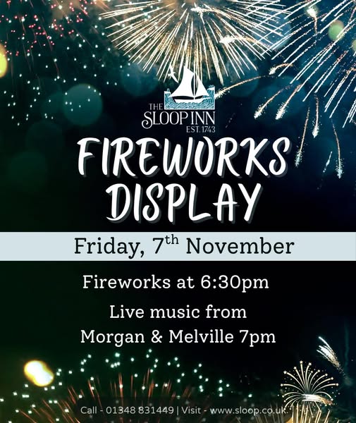 The Sloop Inn, Porthgain, Fireworks Display Pembrokeshire 2025